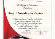 Powiększ zdjęcie List gratulacyjny w 50. rocznicę ślubu od burmistrza Gorlic Kazimierza Sterkowicza