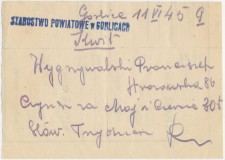 Powiększ zdjęcie Kwit z 1945 roku — ul. Stróżowska 86