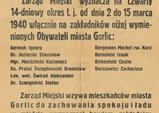 Powiększ zdjęcie Niemieckie ogłoszenie z marca 1940 r. o wyznaczeniu zakładników, odpowiadających swą wolnością za spokój w mieście. Między nimi lek. wet. Aleksander Świrad